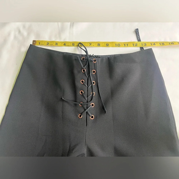 TOPSHOP Black lace front wide leg crop pants size 6 - Picture 11 of 13